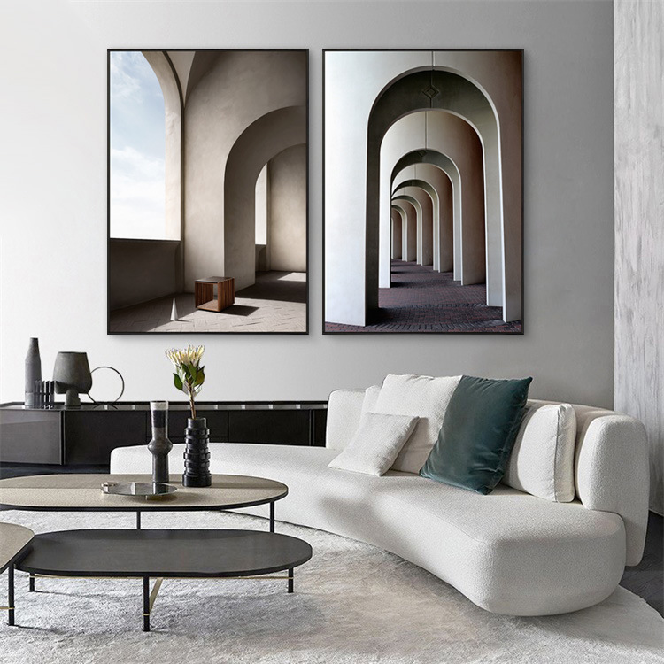 北欧ins现代简约艺术装饰画建筑客厅书房墙壁挂画工作室儿童壁画图片
