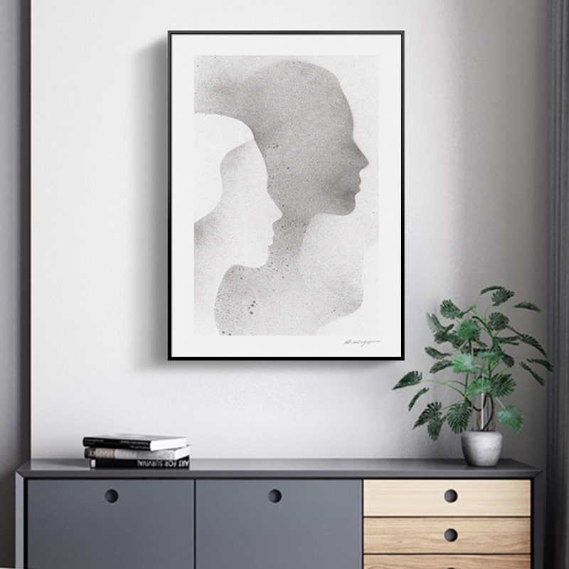 北欧极简工业风黑白灰装饰画人物艺术挂画玄关走廊过道壁画床头画图片