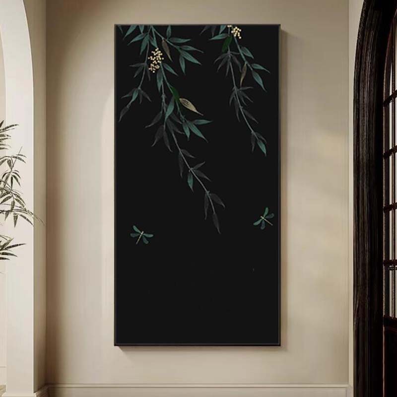 《节节高升》油画感简约客厅装饰画中古风植物玄关走廊背景墙挂画