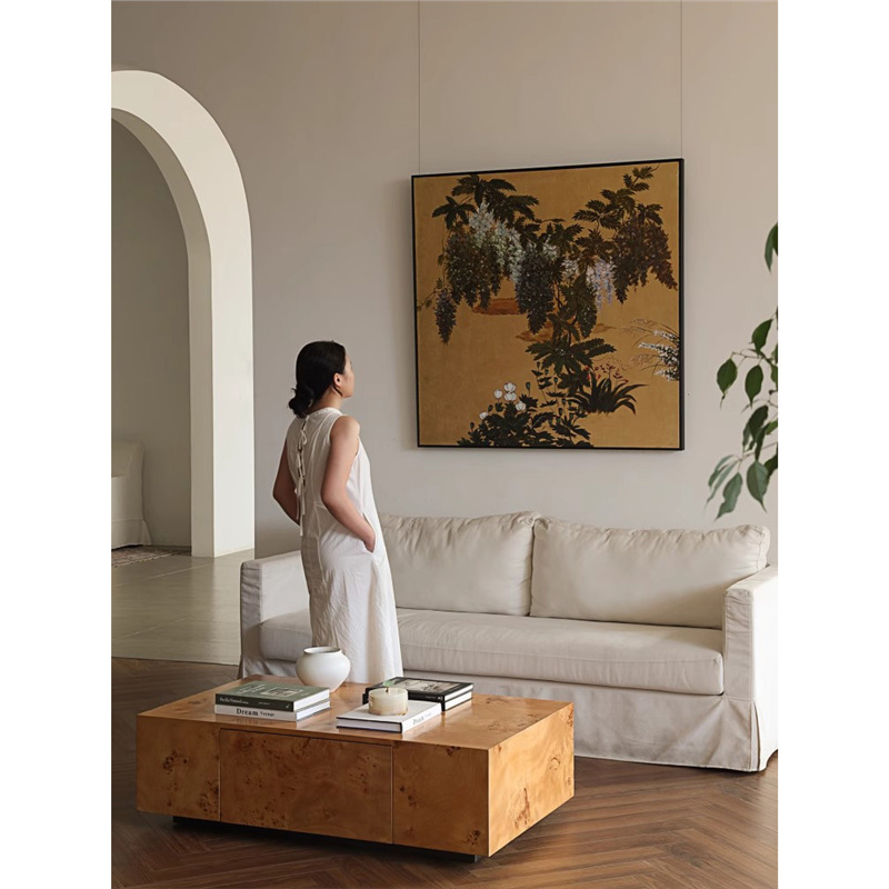 《金光萃幽芳》法式中国风花鸟客厅装饰画小众艺术感玄关走廊挂画