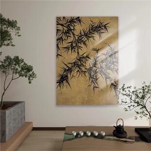 法式茶室禅意客厅背景墙装饰画中古风轻奢高级入户玄关装饰画挂画