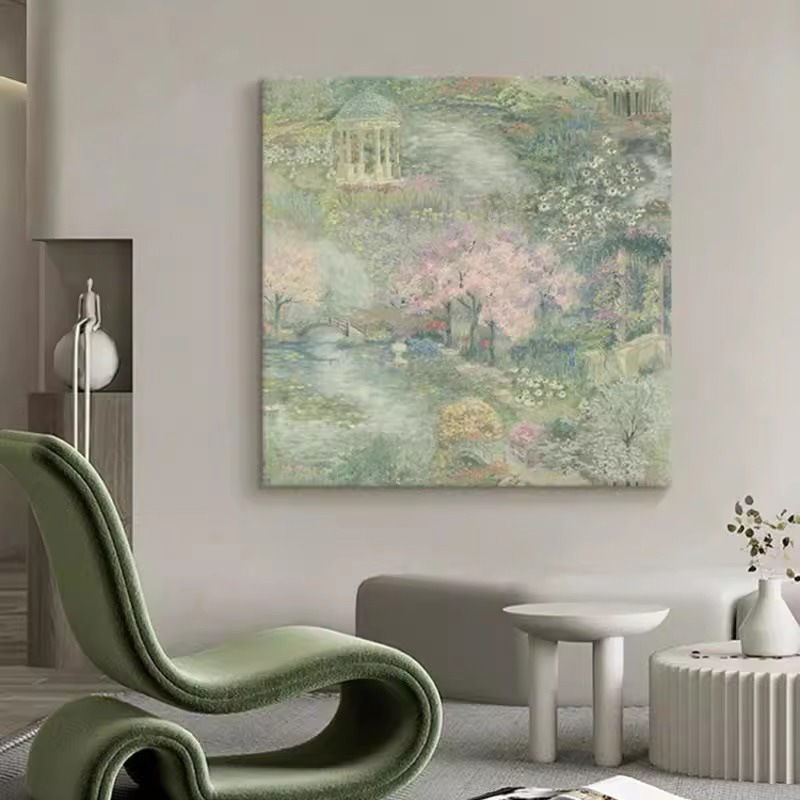 法式抽象莫奈花园温馨浪漫客厅复古小众艺术装饰壁画餐厅玄关挂画
