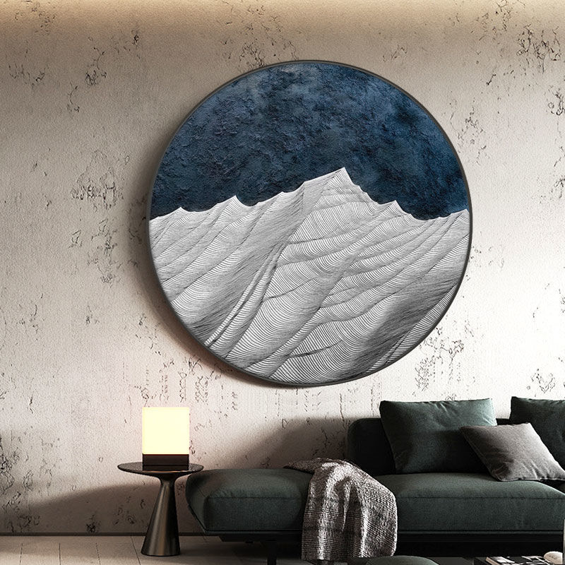 客厅沙发背景墙装饰画圆形水墨卧室壁画餐厅书房大气软装艺术挂画图片