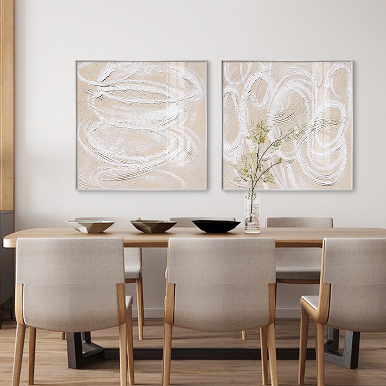 餐厅装饰画原木风饭厅餐桌背景墙奶油风客厅壁画沙发挂画现代简约