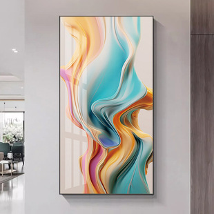 轻奢入户玄关挂画抽象玄幻艺术装 饰画简约高级感客厅走廊过道壁画