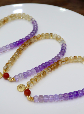 手串天然紫水晶黄水晶手串手链轻奢小众精致文艺手链女款小众学生