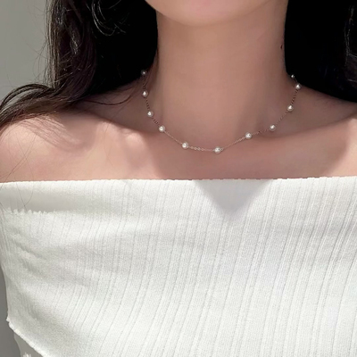 天女天然淡水满天星小米珍珠项链颈链锁骨链女2025新款媲美akoya
