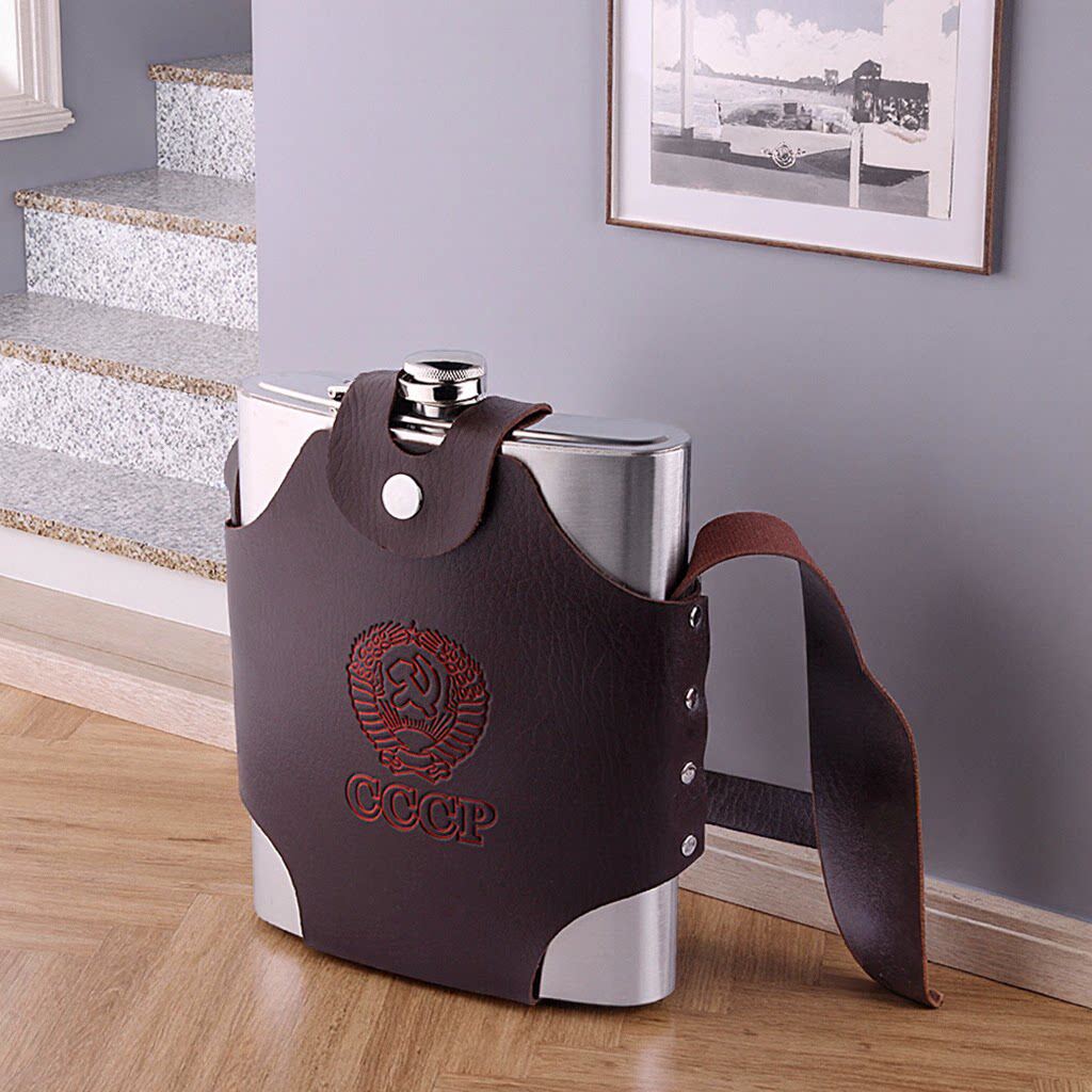 加厚不锈钢扁酒壶半斤小酒壶家用 随身户外便携酒瓶 盎司扁水壶