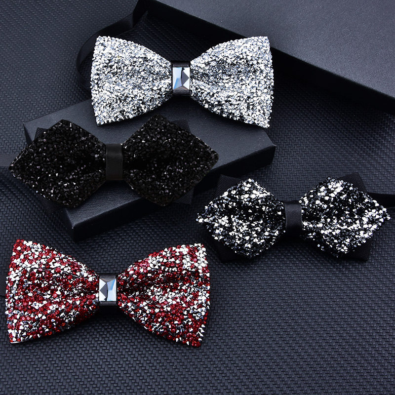 男士奢华亮闪闪水钻领结新郎结婚领结主持人宴会酒吧煲呔蝴蝶结