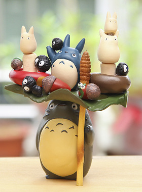 日系盒装宫崎骏龙猫系列叠叠乐公仔微景观摆件手办玩偶外贸散货