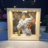 球迷礼物梅西C罗大罗手办人偶公仔足球明星摆件小夜灯送男友生日