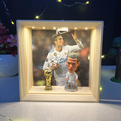 球迷礼物梅西C罗大罗手办人偶公仔足球明星摆件小夜灯送男友生日