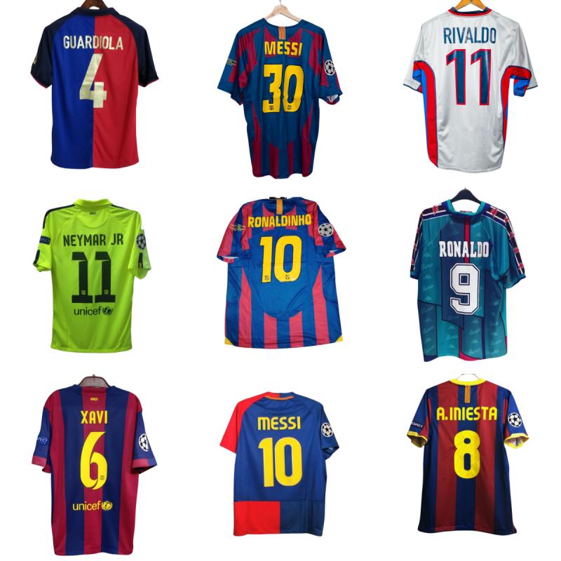 Messi Jersey Barcelona Retro Football Shirt RONALDINHO PUYOL 运动/瑜伽/健身/球迷用品 足球服 原图主图