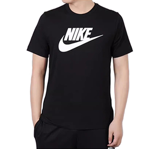 nike耐克短袖T恤衫圆领纯棉男士2024夏季新款男生黑白色休闲上衣