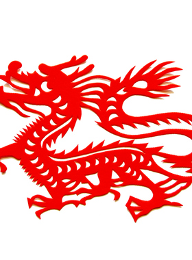 纯手工剪纸成品红色金色龙剪纸