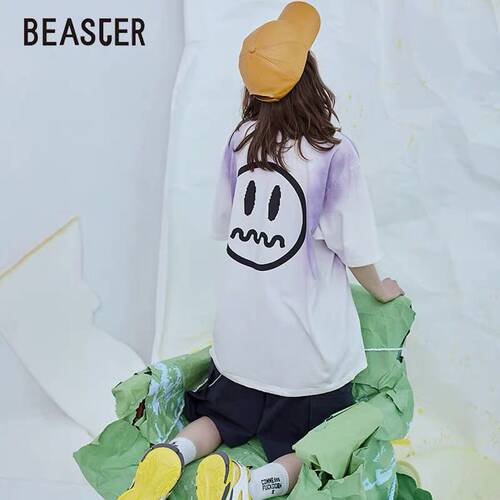 BEASTER潮牌短袖t恤男宽松鬼脸