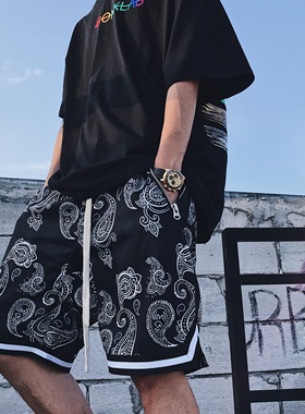 CONKLAB情侣装腰果花短裤 潮牌嘻哈男五分裤宽松运动沙滩裤篮球裤