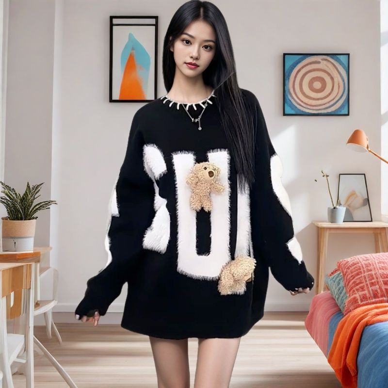 中长款加厚毛衣外穿学生装秋冬女