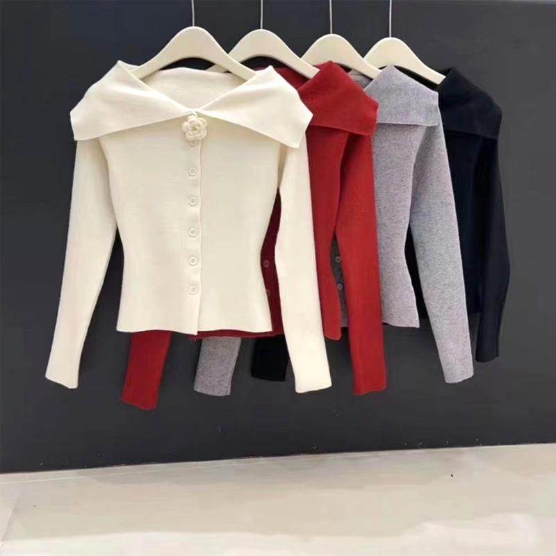 立体花朵长袖辣妹短款上衣翻领女