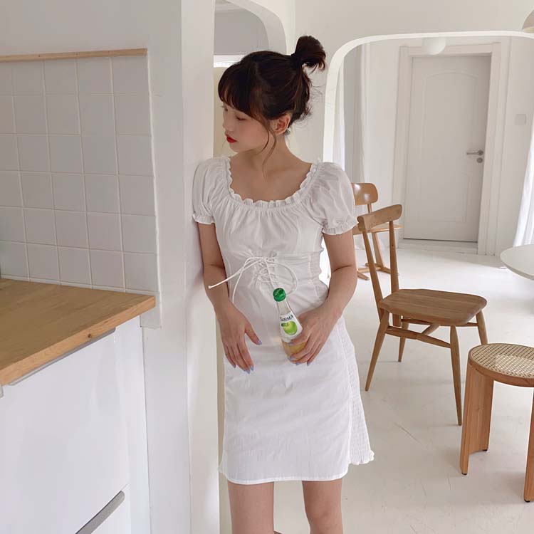 Real picture square neckline sexy dress