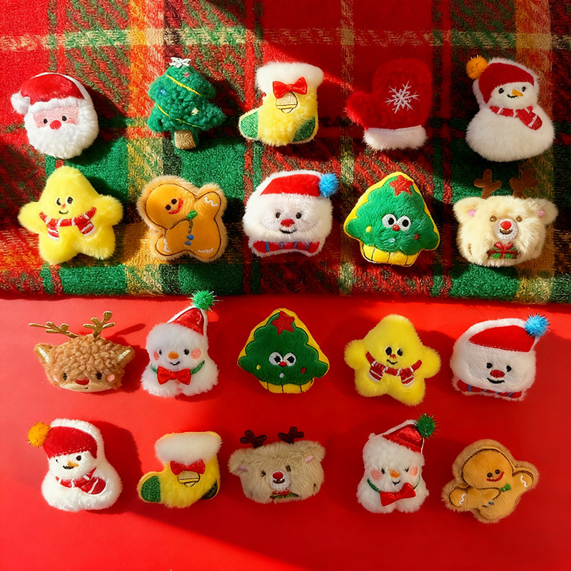 圣诞胸针女毛绒圣诞玩偶公仔别针儿童毛衣围巾别针装饰小礼品礼物
