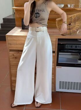 2026春夏简约高级感分割设计遮肉显瘦百搭直筒阔腿裤休闲裤25881