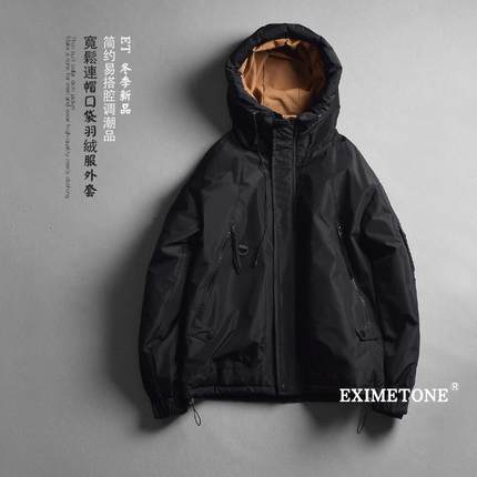 新款男士短款连帽羽绒衣时尚休闲加厚鸭绒服潮流男款冬季外套