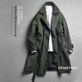 领中长款 春秋季 西装 男士 风衣含腰带宽松休闲廓形双排扣外套 新款