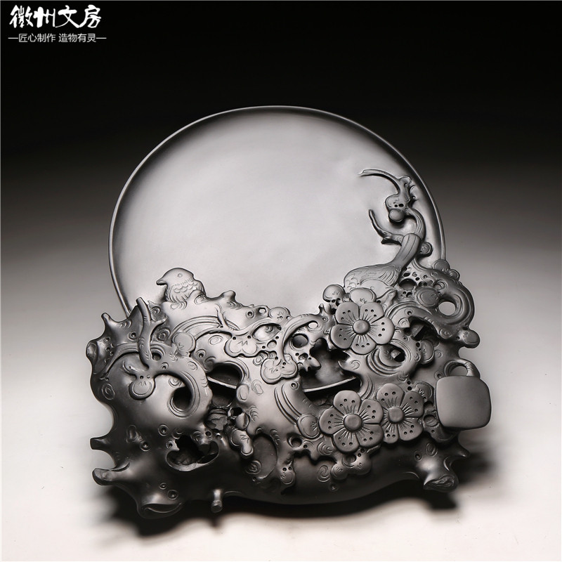 非遗大师作品 花好月圆老坑砚台高档文房四宝礼品书法绘画专业级