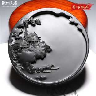 非遗名师歙砚 渔歌唱晚 精品老坑籽料砚台天然原石高档文房端砚