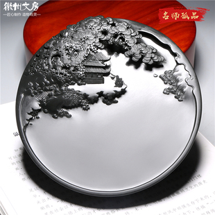 孤品名师老坑砚台 精品原石歙砚籽料四大名坑高档文房礼品 听泉