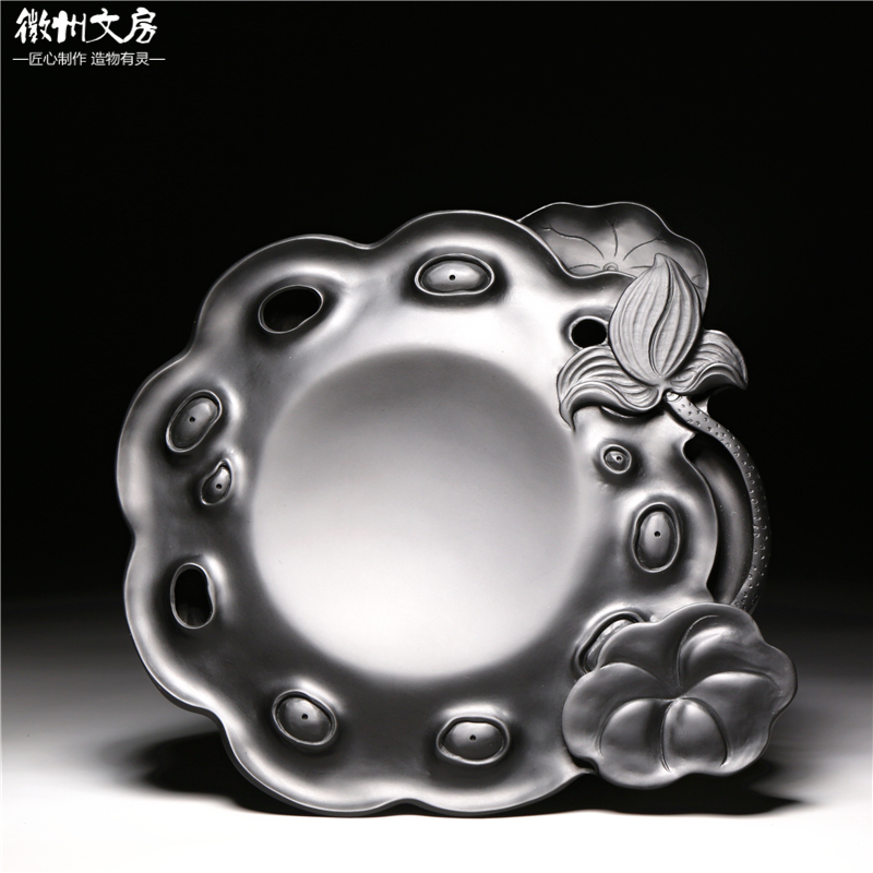 非遗大师作品 荷塘清趣 老坑砚台高档文房四宝礼品书法绘画专业级