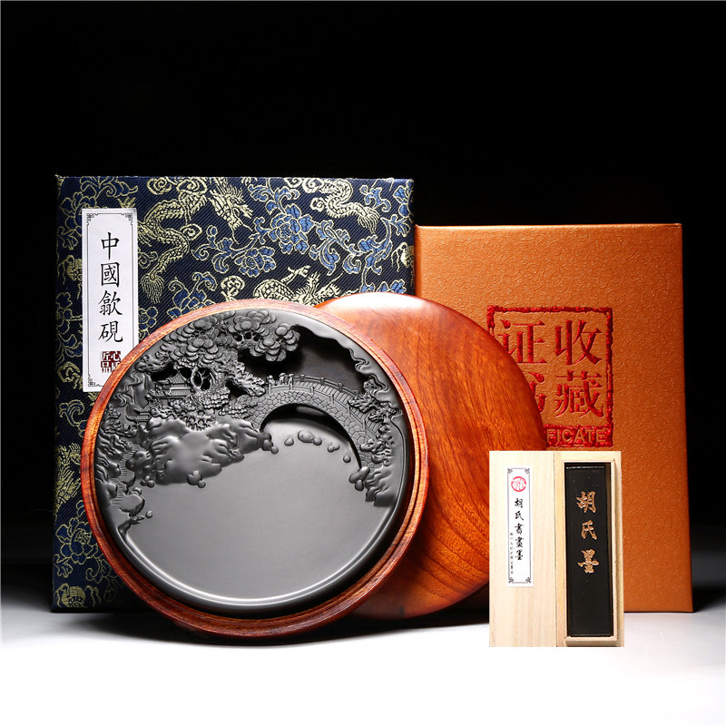 非遗大师老坑原石山水清音砚台