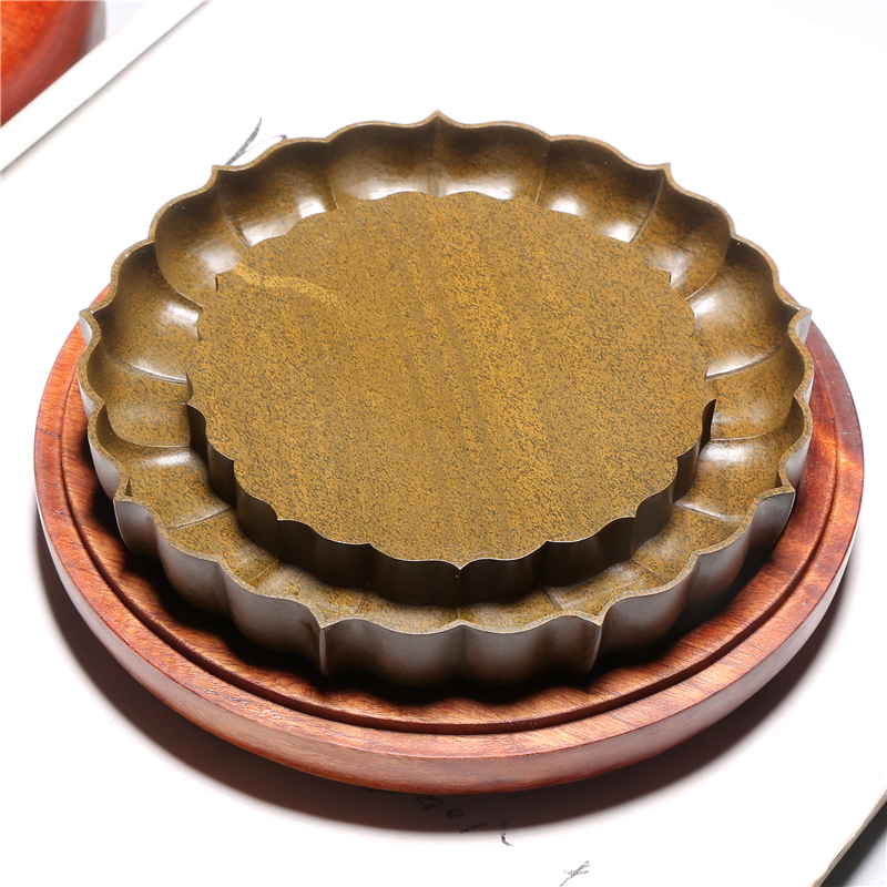 名师作品老坑砚莲花砚/天然