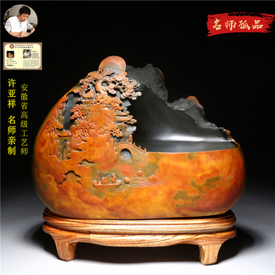 非遗名师手工山水砚台立体摆件