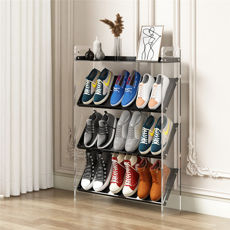 17cm超薄省空间家用收纳鞋架斜放式家用门口进门电梯口亚克力鞋架_虎窝淘