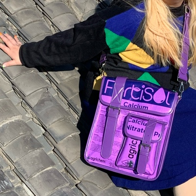 镜子动物园原创大方形斜挎包紫色