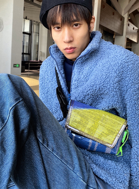 原创镜子动物园小布S把大行自行车手机紫色腰包环保车头包防水