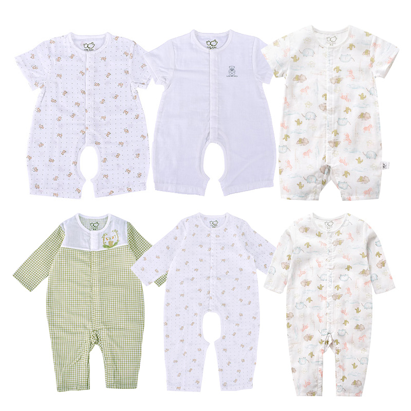 拉比连体衣纱布夏季长短袖