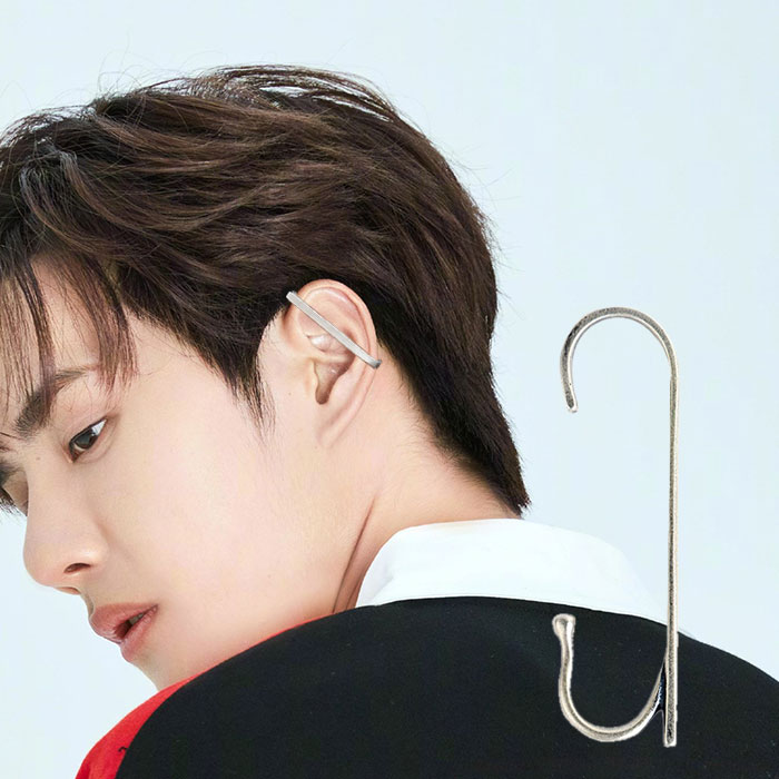 ins耳夹女复古港味简约性冷淡风酷暗黑系925纯银无耳洞耳骨夹男潮