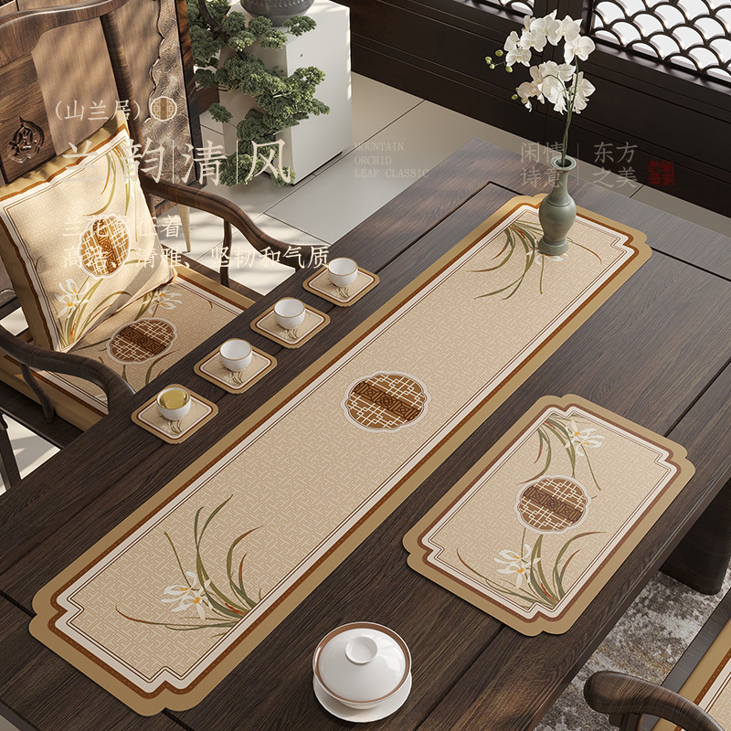 中式硅藻泥茶席吸水桌垫