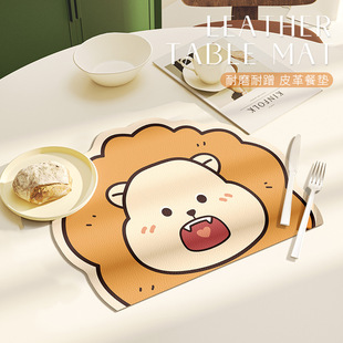小动物餐桌隔热餐垫双面革餐盘垫防水防油防烫小学生餐具垫子杯垫