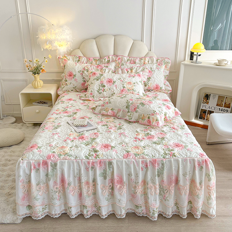 全棉夹棉加厚床裙床罩