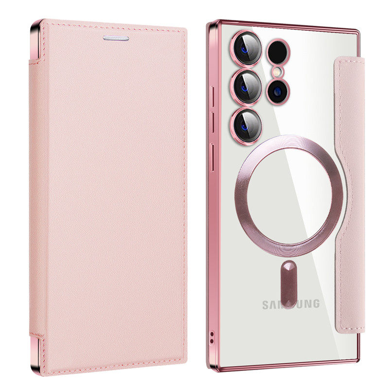 MagSafe 适用三星Galaxy S25ultra翻盖手机壳S24+磁吸充电S23FE皮套S22保护套A36防盗刷卡A55镜头全包A16防摔