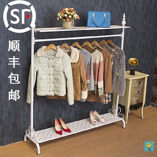 晾衣架落地晒衣架卧室单杆式 置物架移动挂衣服神器挂衣架 简易欧式
