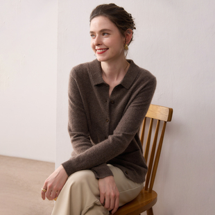 随性有腔调~秋冬新款山羊绒开衫女士POLO领针织衫宽松显瘦毛衣