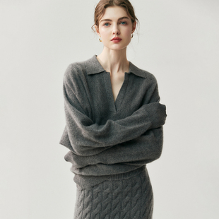POLO领宽松羊绒打底针织衫 2026早春新款 毛衣女 大气 Cashmere