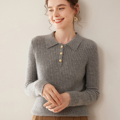 POLO领山羊绒衫针织长袖套头