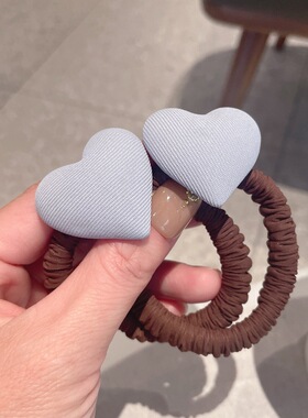 浅蓝爱心小肠发圈高弹百搭高马尾