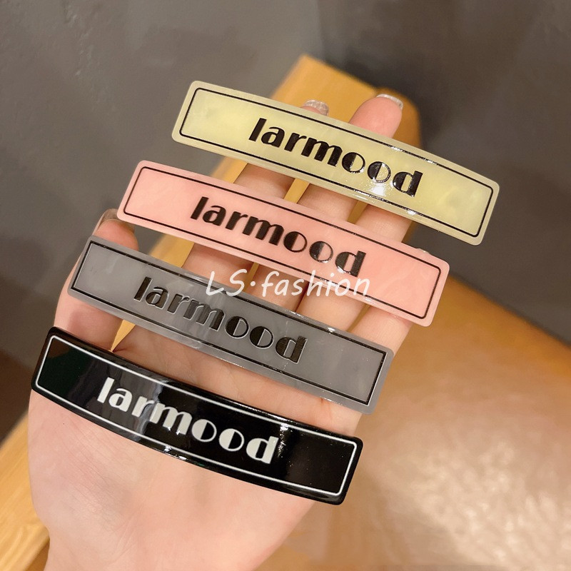 法式复古Larmood字母甜心少女高级质感森系一字弹簧夹顶夹气质